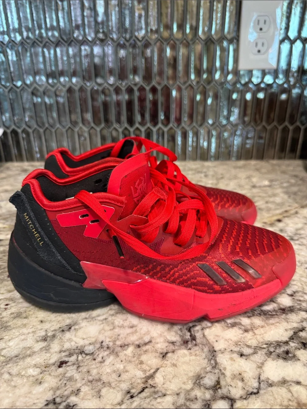 adidas D.O.N. Issue #4 Kids Red and Black Basketball Sneakers
